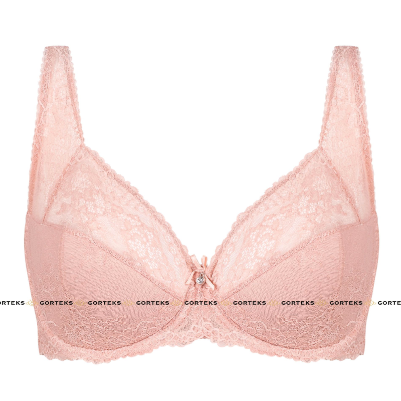 Semi Sheer Half Padded Bra Gorteks Scarlet Powder Pink